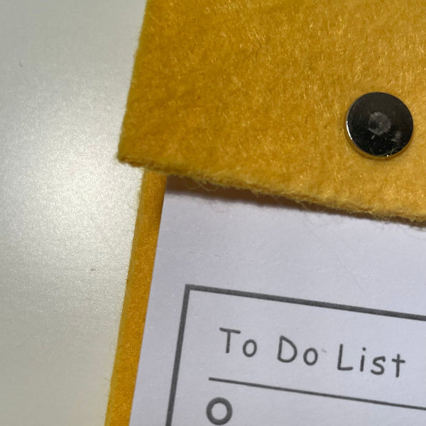 A5 Bright Yellow Felt Refillable desk notepad - with lined paper tear off insert