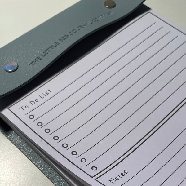 A5 Pale Blue Faux Leather Refillable desk notepad - with lined paper tear off insert