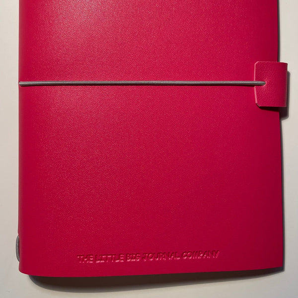 A5 Bright Pink Faux Leather Wrap Refillable Journal Notebook - with 2 plain paper notebooks