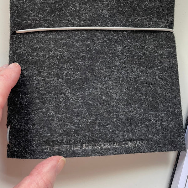A5 Charcoal Grey Felt Wrap Refillable Journal Notebook - with 2 plain paper notebooks