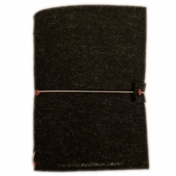 A5 Charcoal Grey Felt Wrap Refillable Journal Notebook - with 2 plain paper notebooks