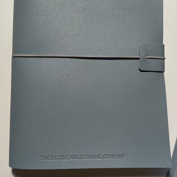 A5 Pale Blue  Faux Leather Wrap Refillable Journal Notebook - with 2 plain paper notebooks