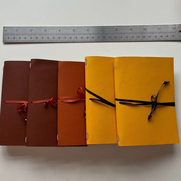 A6 Brown Faux Leather Refillable Journal Notebook - with quality vellum plain pages inserts.