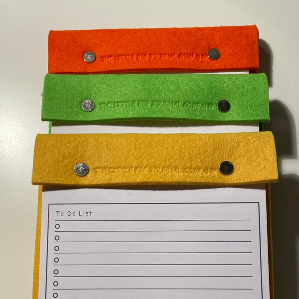 A5 Felt Refillable desk notepad - Bright green with lined paper tear off insert