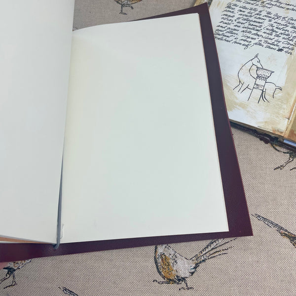 A5 Burgundy Faux Leather Wrap Refillable Journal Notebook - with 2 plain paper notebooks