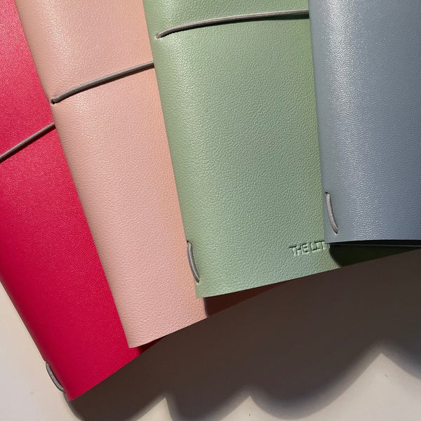 A5 Bright Pink Faux Leather Wrap Refillable Journal Notebook - with 2 plain paper notebooks