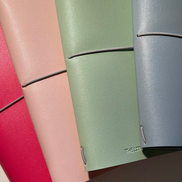 A5 Pale Blue  Faux Leather Wrap Refillable Journal Notebook - with 2 plain paper notebooks