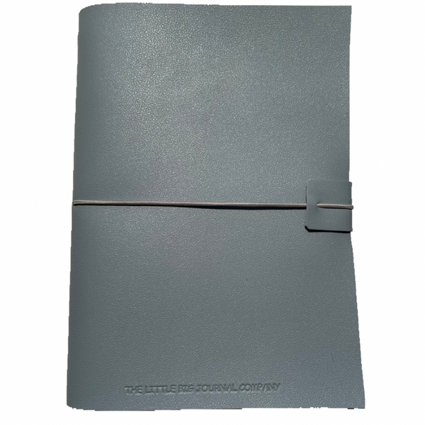 A5 Pale Blue  Faux Leather Wrap Refillable Journal Notebook - with 2 plain paper notebooks