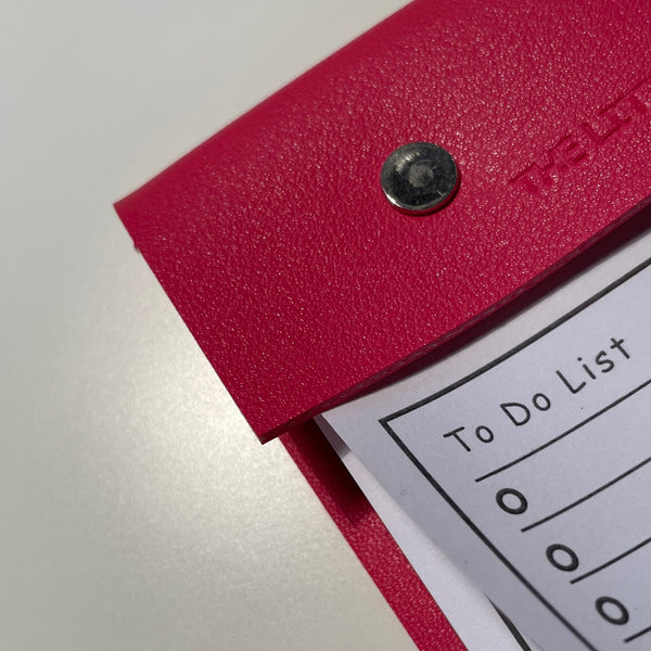 A5 Bright Pink Faux Leather Refillable desk notepad - with lined paper tear off insert