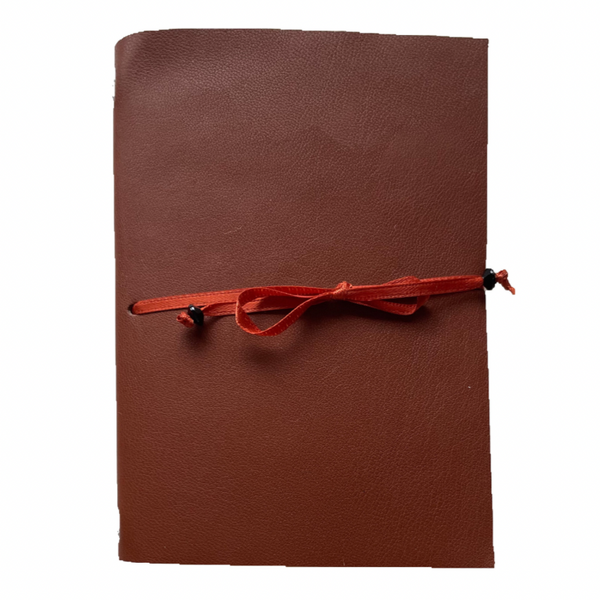 A6 Brown Faux Leather Refillable Journal Notebook - with quality vellum plain pages inserts.