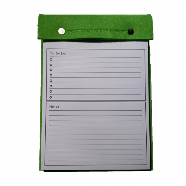 A5 Felt Refillable desk notepad - Bright green with lined paper tear off insert
