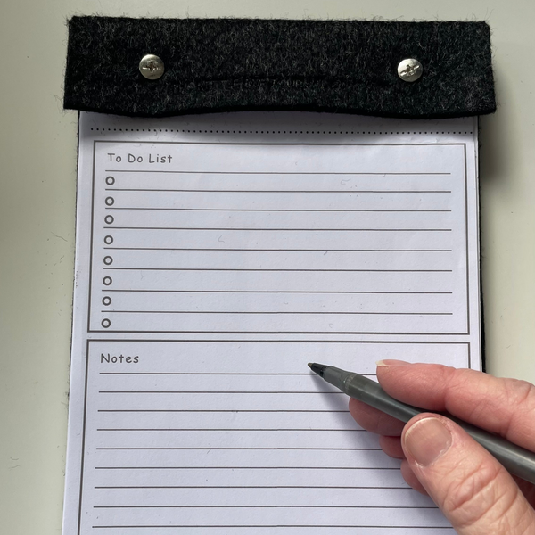 A5 charcoal grey desk notepad A5 with notes and to do list