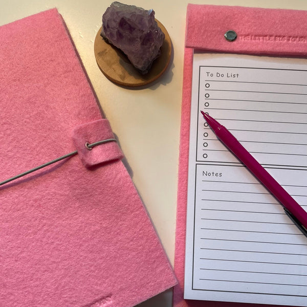 Barbie pink A5 journal and matching tear off desk notepad