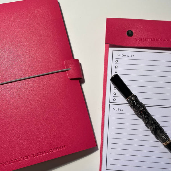 Bright pink journal and matching notepad