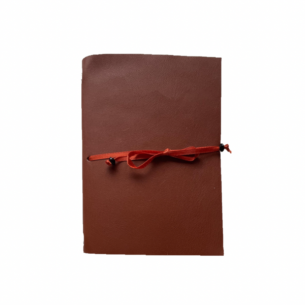 A6 Brown Faux Leather Refillable Journal Notebook - with quality vellum plain pages inserts.
