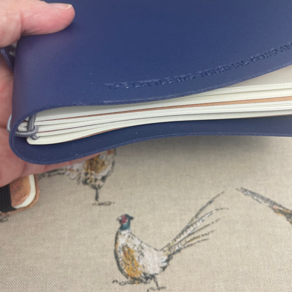 A5 Navy Blue  Faux Leather Wrap Refillable Journal Notebook - with 2 plain paper notebooks