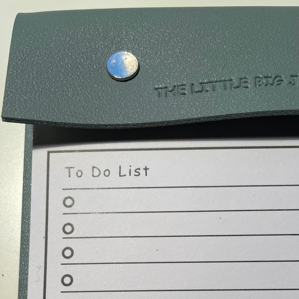 A5 Pale Blue Faux Leather Refillable desk notepad - with lined paper tear off insert