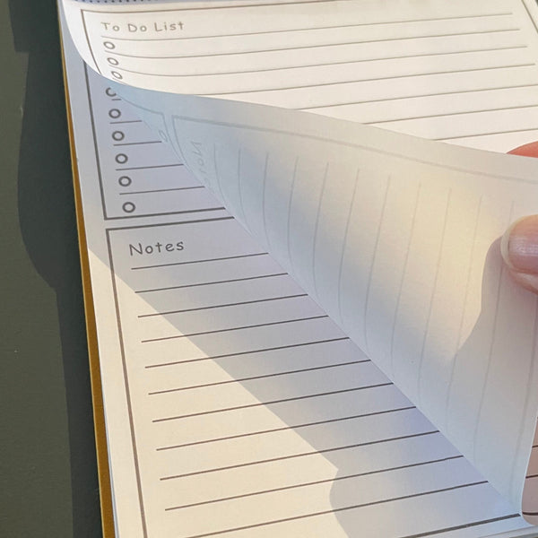 A5 Bright Yellow Felt Refillable desk notepad - with lined paper tear off insert