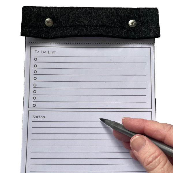 A5 Silver Grey Felt Refillable desk notepad - with lined paper tear off insert