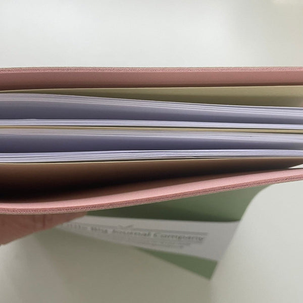 A5 Mint Green Faux Leather Wrap Refillable Journal Notebook - with 2 plain paper notebooks