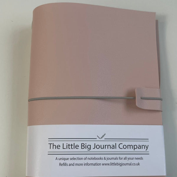 A5 Soft Pink Faux Leather Wrap Refillable Journal Notebook - with 2 plain paper notebooks
