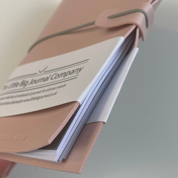 A5 Soft Pink Faux Leather Wrap Refillable Journal Notebook - with 2 plain paper notebooks