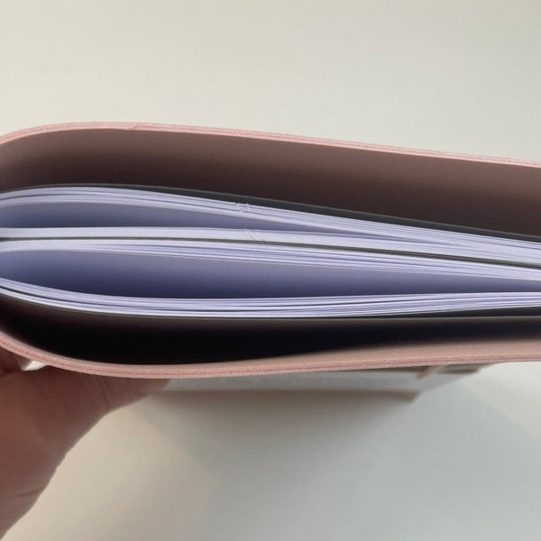 A5 Soft Pink Faux Leather Wrap Refillable Journal Notebook - with 2 plain paper notebooks