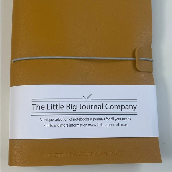 A5 Mustard Yellow Faux Leather Wrap Refillable Journal Notebook - with 2 plain paper notebooks