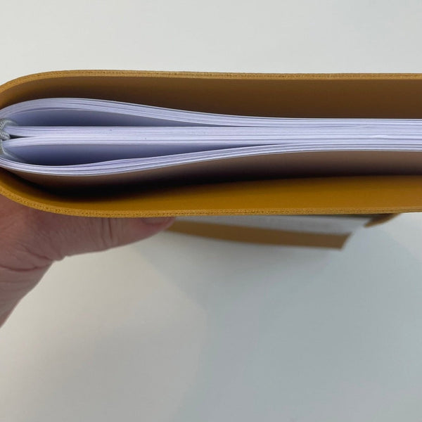 A5 Mustard Yellow Faux Leather Wrap Refillable Journal Notebook - with 2 plain paper notebooks