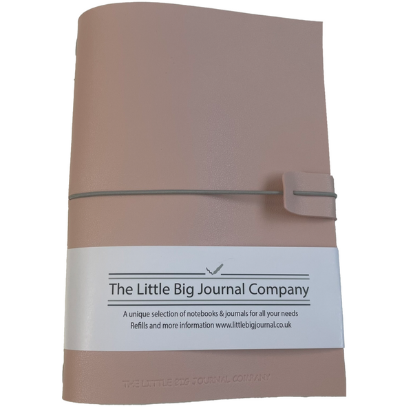 A5 Soft Pink Faux Leather Wrap Refillable Journal Notebook - with 2 plain paper notebooks