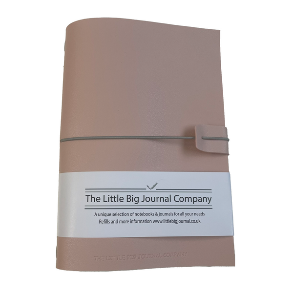 A5 Soft Pink Faux Leather Wrap Refillable Journal Notebook - with 2 plain paper notebooks