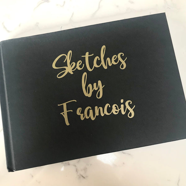 Personalised A5 artist sketchbook notebook hardback - Silver Lettering