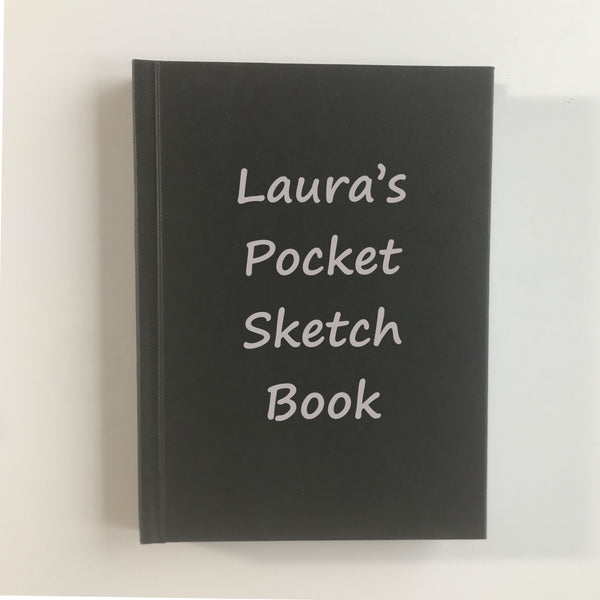 Personalised artist sketchbook notebook hardback  - Graphite Grey Lettering