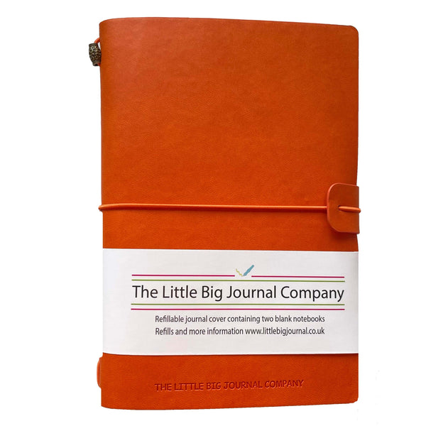 A5 Burnt Orange - Faux Leather Wrap Refillable Journal notebook - with plain pages inserts