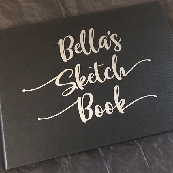 Personalised A5 artist sketchbook notebook hardback - Silver Lettering