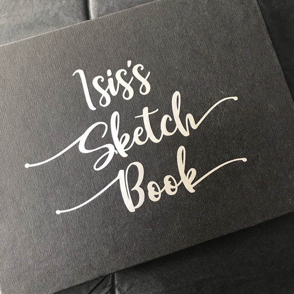 Personalised A5 artist sketchbook notebook hardback - Silver Lettering