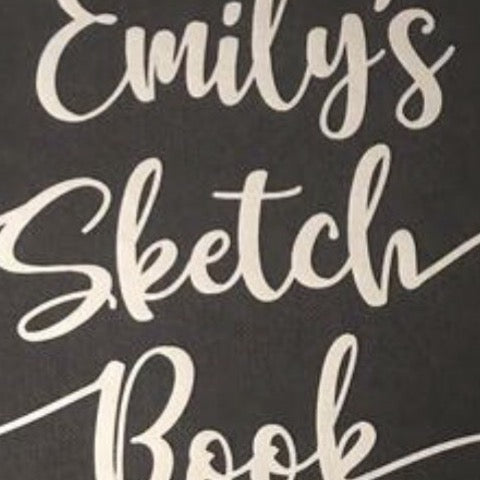 Personalised A5 artist sketchbook notebook hardback - Silver Lettering