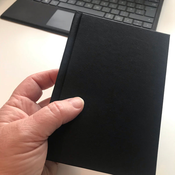 Sketchbook A6 hardback portrait - Old Gold Lettering - The Little Big Journal Company