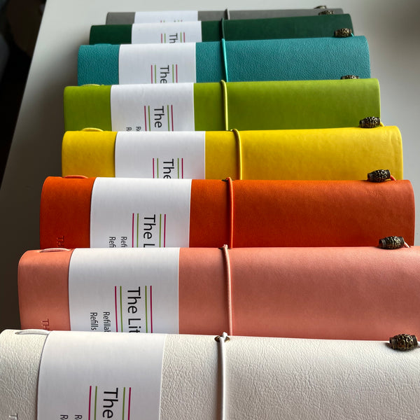 A5 Polar White - Faux Leather Wrap Refillable Journal notebook - with plain pages inserts