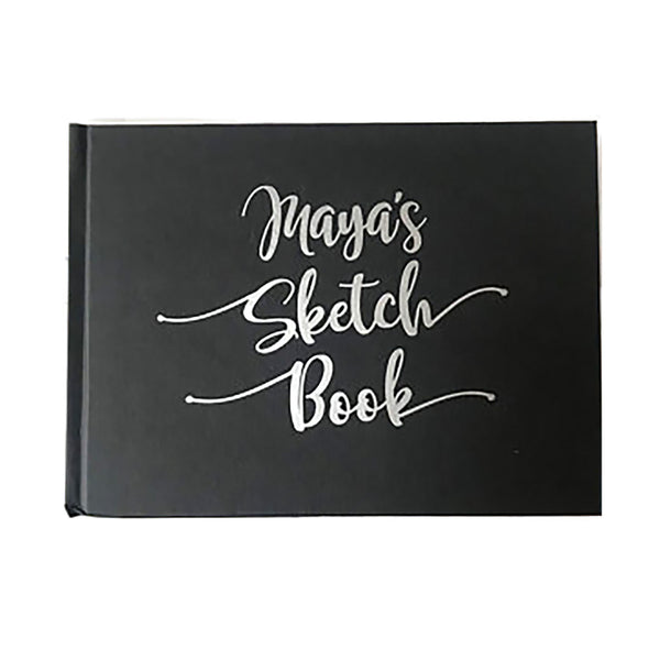 Personalised A5 artist sketchbook notebook hardback - Silver Lettering