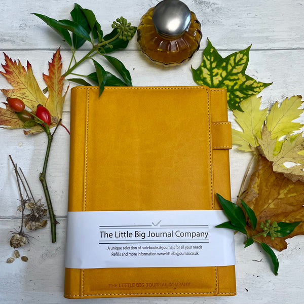 Magnetic Clasp A5 Refillable Faux Leather Journal Notebook Ochre Yellow - Autumn Collection