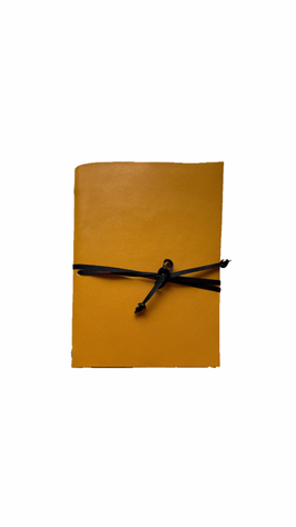 Mustard Yellow Faux Leather A6 Refillable Journal Notebook - Mustard Yellow with quality vellum plain pages inserts.