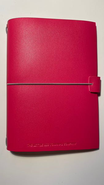 Bright Pink Faux Leather Wrap A5 Refillable Journal Notebook - Bright pink with 2 plain paper notebooks