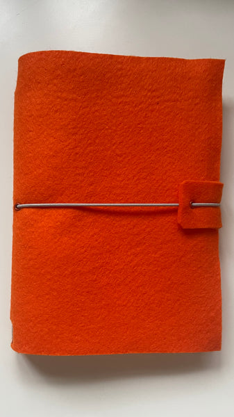 Bright Orange Felt Wrap A5 Refillable Journal Notebook - Bright orange with 2 plain paper notebooks