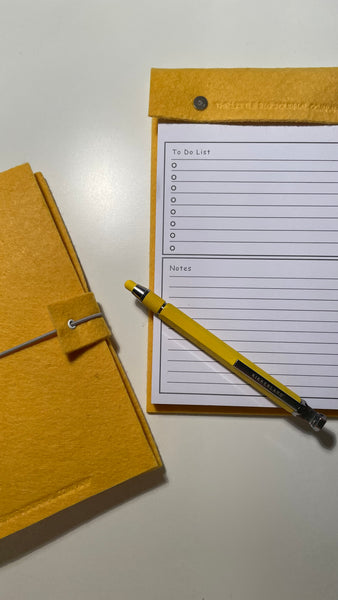 Bright Yellow Felt A5 Refillable desk notepad - Bright Yellow with lined paper tear off insert