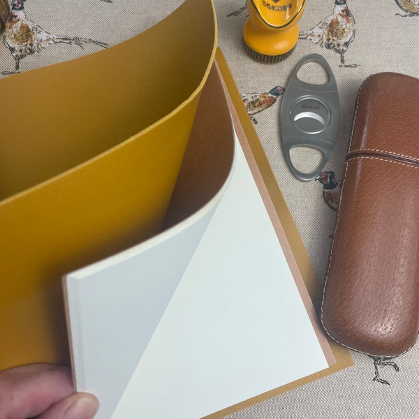 A5 Mustard Yellow Faux Leather Wrap Refillable Journal Notebook - with 2 plain paper notebooks