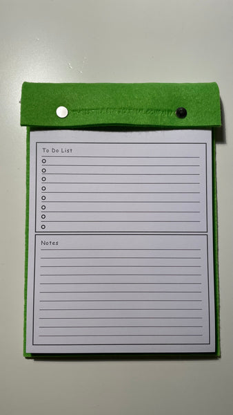 Bright Green Felt Wrap A5 Refillable Journal Notebook - Bright green with 2 plain paper notebooks