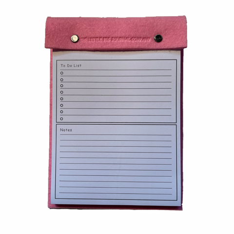 Bright Pink Felt A5 Refillable desk notepad - Bright pink with lined paper tear off insert