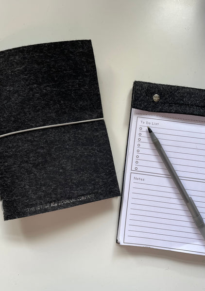 Charcoal Grey Felt A5 Refillable desk notepad - Charcoal grey with lined paper tear off insert