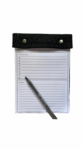 Charcoal Grey Felt A5 Refillable desk notepad - Charcoal grey with lined paper tear off insert